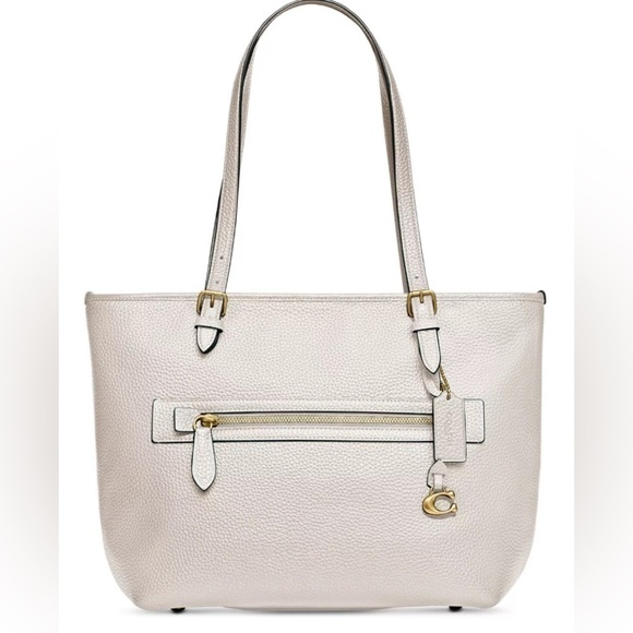 $325 NEW! COACH Luxe Pebbled Leather Medium Taylor Tote in Chalk - Picture 1 of 11